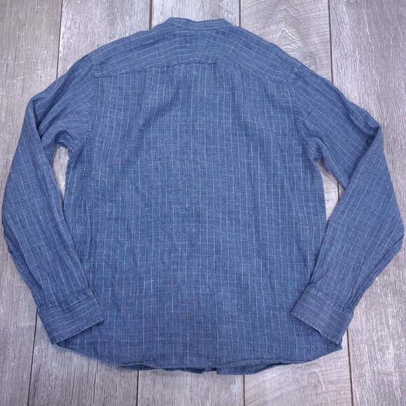 Untuckit Shirt Mens XL Slim Fit Blue Plaid Linen Blade Button Long Sleeve Top - Picture 3 of 7